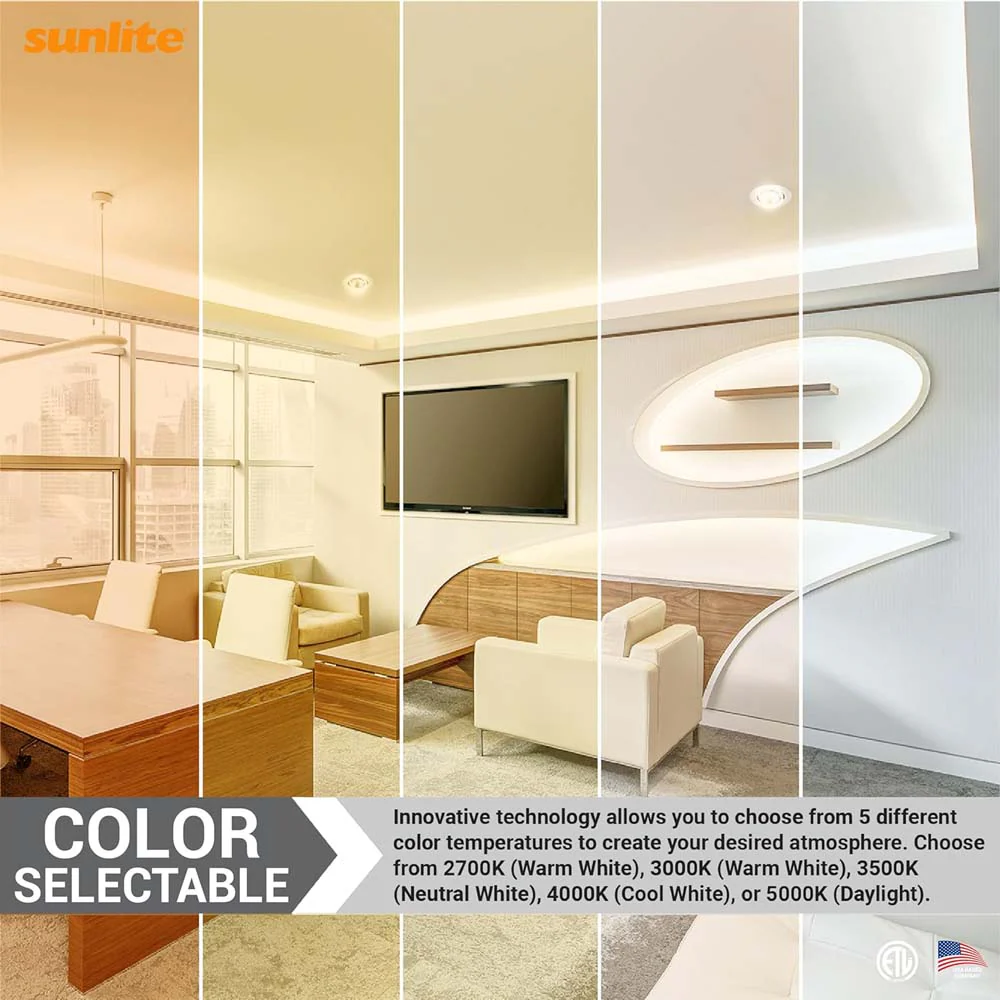 Sunlite 4-In 8w LED Round Retrofit Gimbal Downlight CCT Selectable - 65W Equiv - Image 6