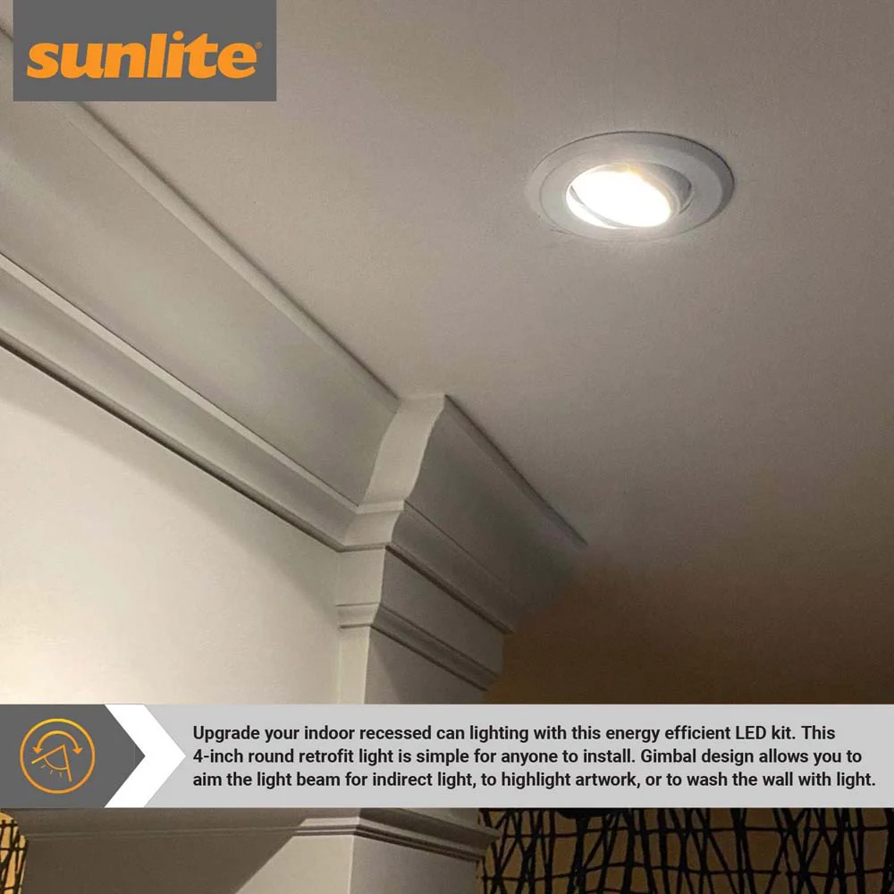 Sunlite 4-In 8w LED Round Retrofit Gimbal Downlight CCT Selectable - 65W Equiv - Image 8
