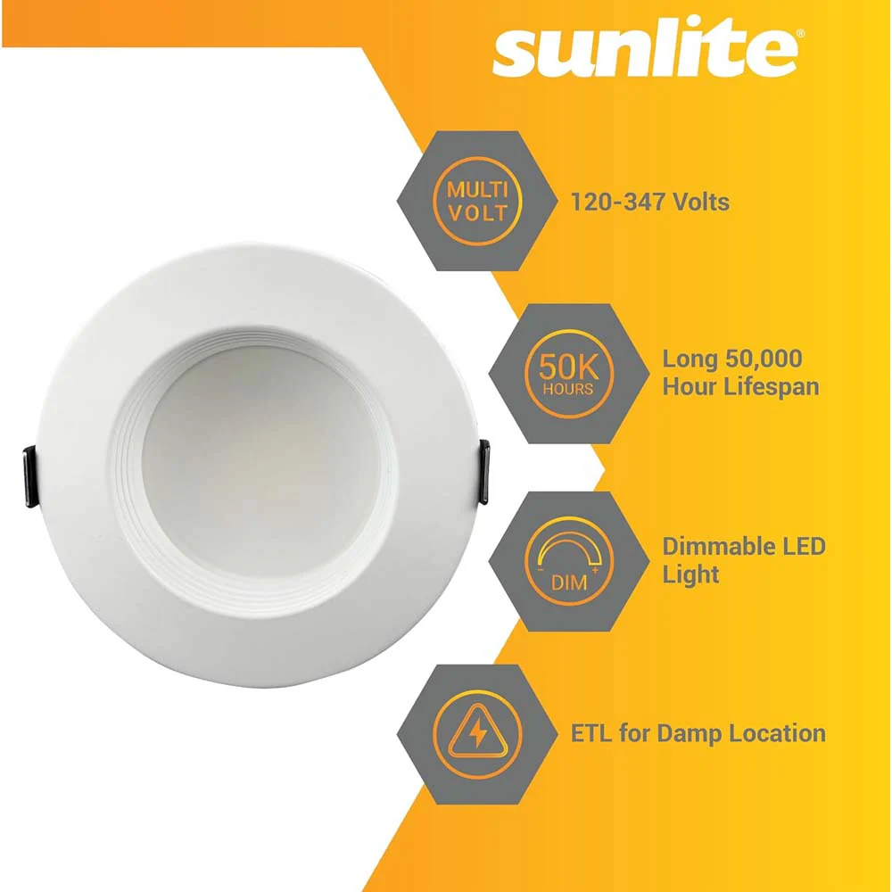 Sunlite 4-in LED Recessed Round Downlight CCT Wattage Lumens Selectable Fixture - Image 3