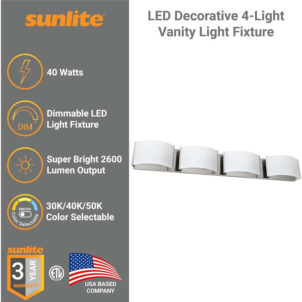 Sunlite 40w 4-Lights LED Decorative Vanity Light Fixture CCT Selectable Dimmable - Image 3
