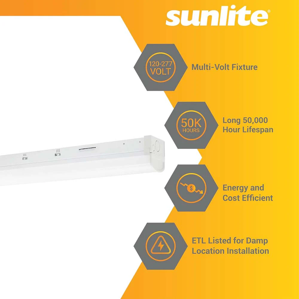 Sunlite 48-in LED Linear Strip Fixture CCT Wattage Selectable Dimmable 120-277v - Image 3
