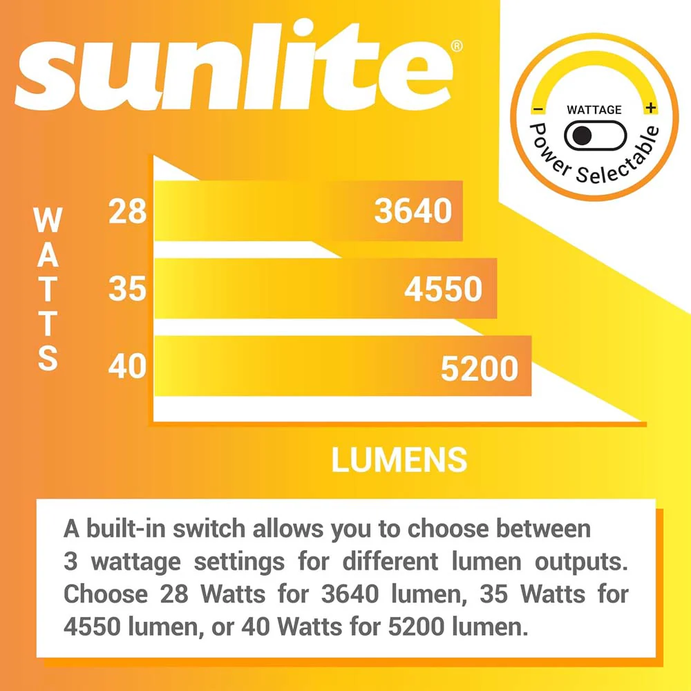 Sunlite 48-in LED Linear Strip Fixture CCT Wattage Selectable Dimmable 120-277v - Image 5