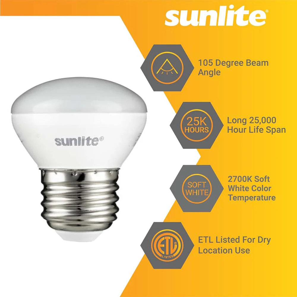 3PK - Sunlite 4w LED R14 Mini Reflector Flood E26 Base 2700K Dimmable Bulb - Image 3