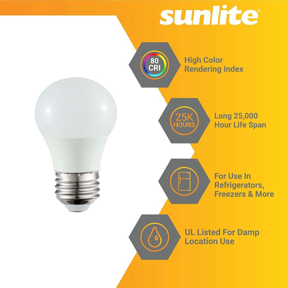 Sunlite 5.5w 120v LED A15 Refrigerator E26 Base 4000K Frosted Bulb - 40W Equiv - Image 3