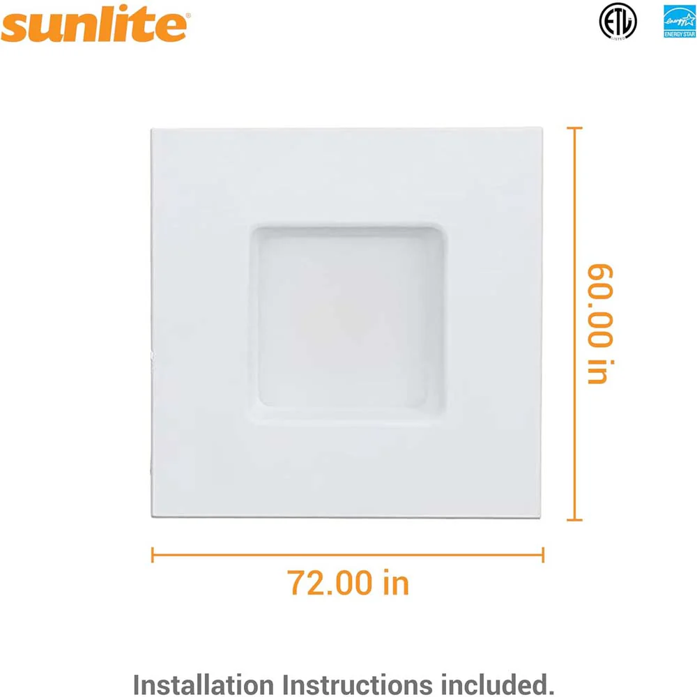 Sunlite 5-6-in 14w LED Square Retrofit Downlight Fixture CCT Selectable Dimmable - Image 2