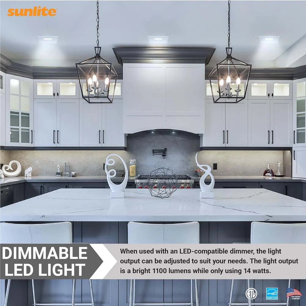 Sunlite 5-6-in 14w LED Square Retrofit Downlight Fixture CCT Selectable Dimmable - Image 6