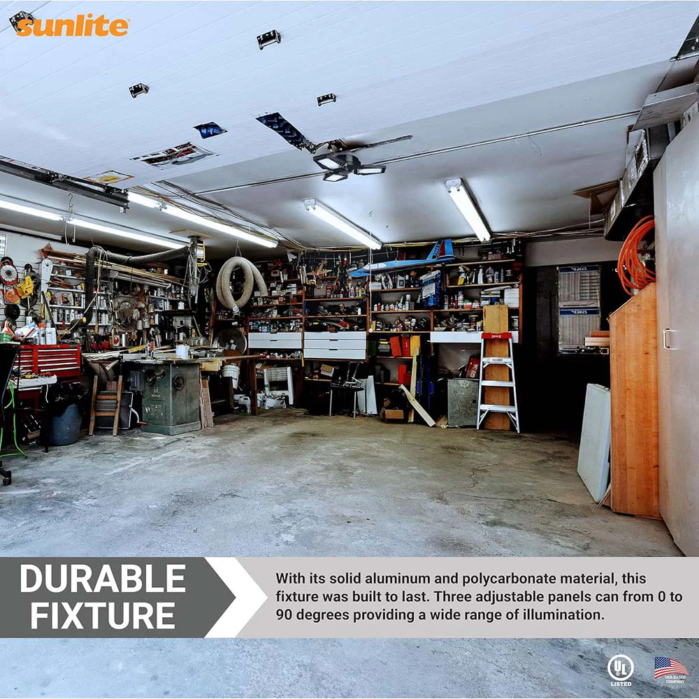 Sunlite 50w LED 3-Panel Adjustable Garage Fan E26 Base 5000K 120-277V - Image 5
