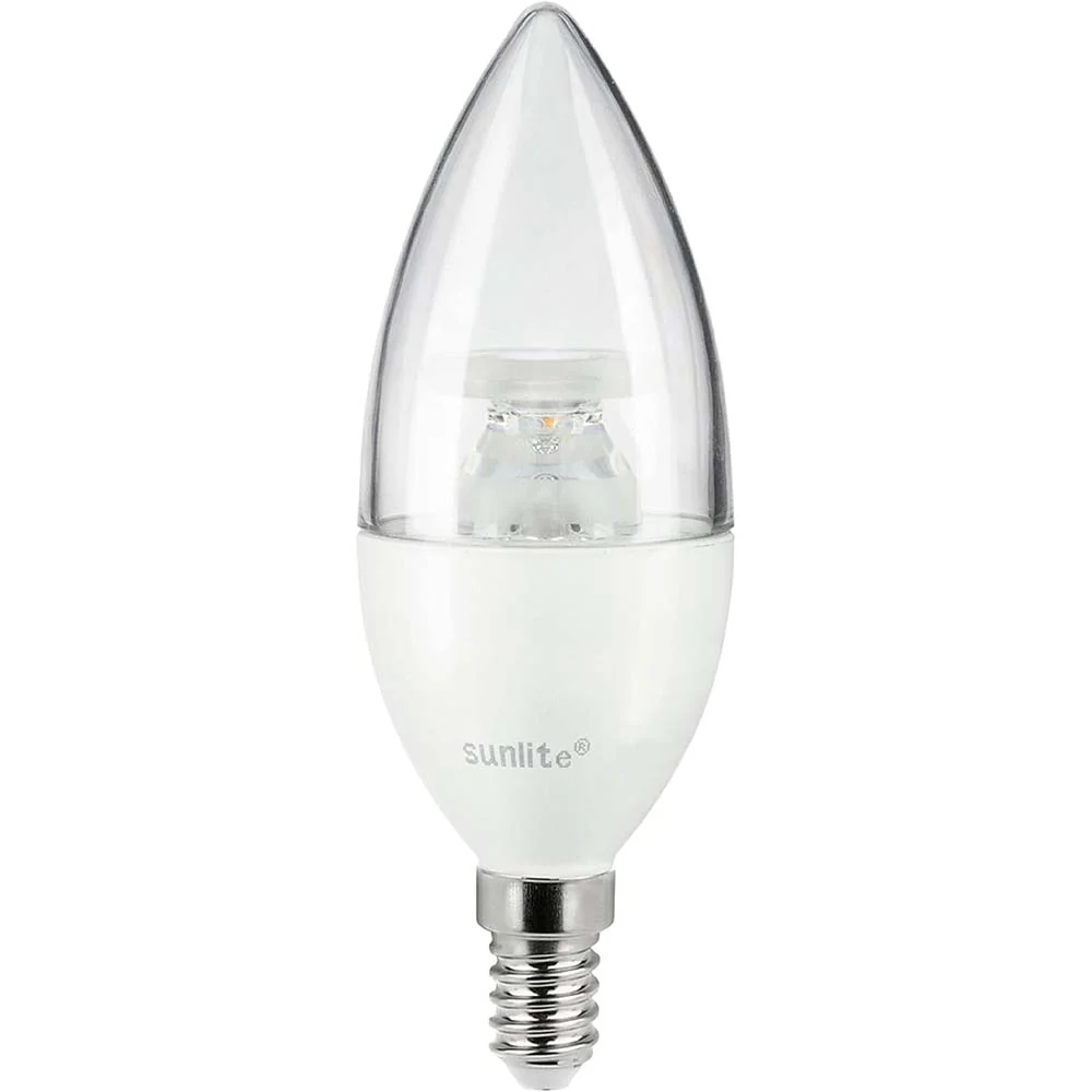 Sunlite 5w LED B10 Clear Torpedo Tip Chandelier E14 2700K Bulb - 40W Equiv