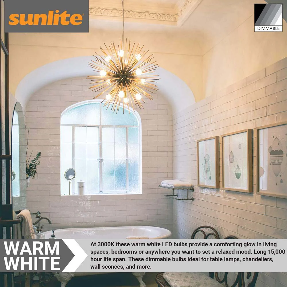 Sunlite 5w LED G16.5 Filament Style Globe E12 Base 3000K Bulb - 60W Equiv - Image 4