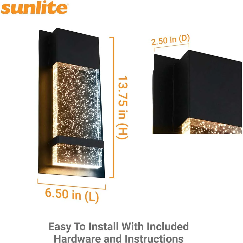Sunlite 6.5-In 12w LED Raindrop Outdoor Wall Sconce Fixture CCT Selectable 120V - Image 2