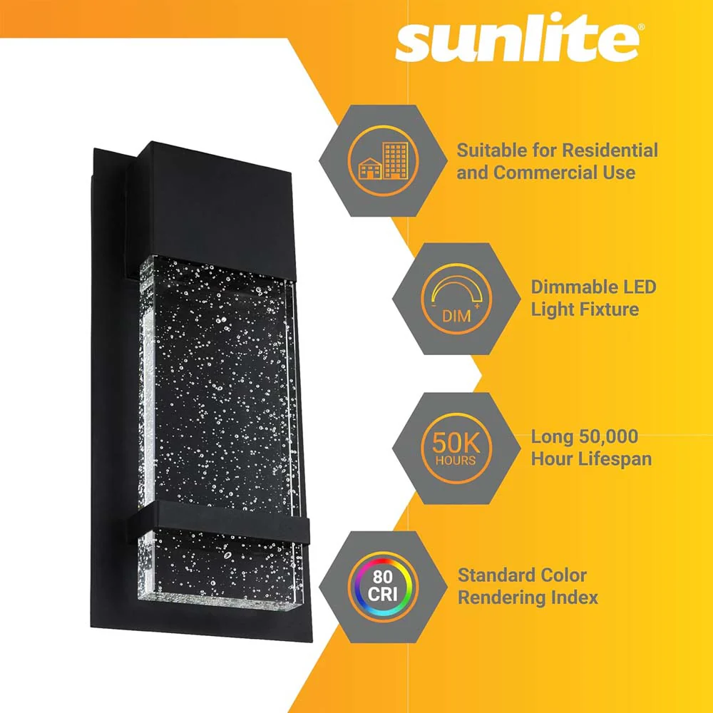 Sunlite 6.5-In 12w LED Raindrop Outdoor Wall Sconce Fixture CCT Selectable 120V - Image 4