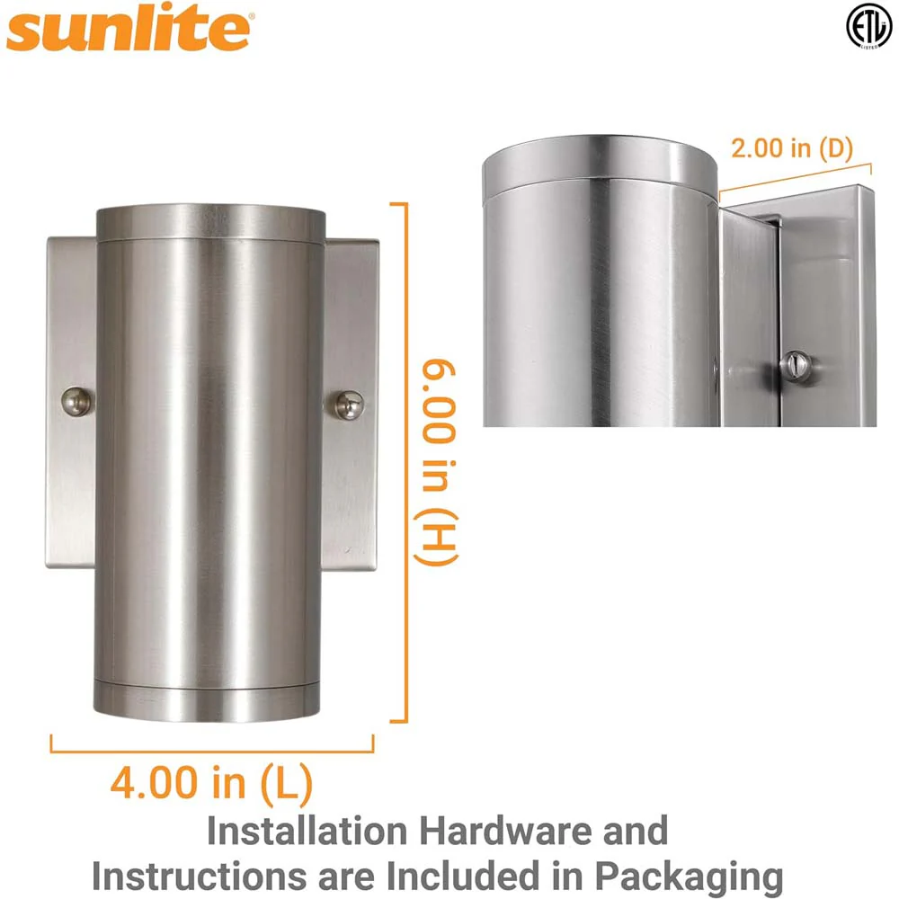 Sunlite 6-In 12w LED Tubular Up/Down Wall Sconce Fixture CCT Selectable Dimmable - Image 2