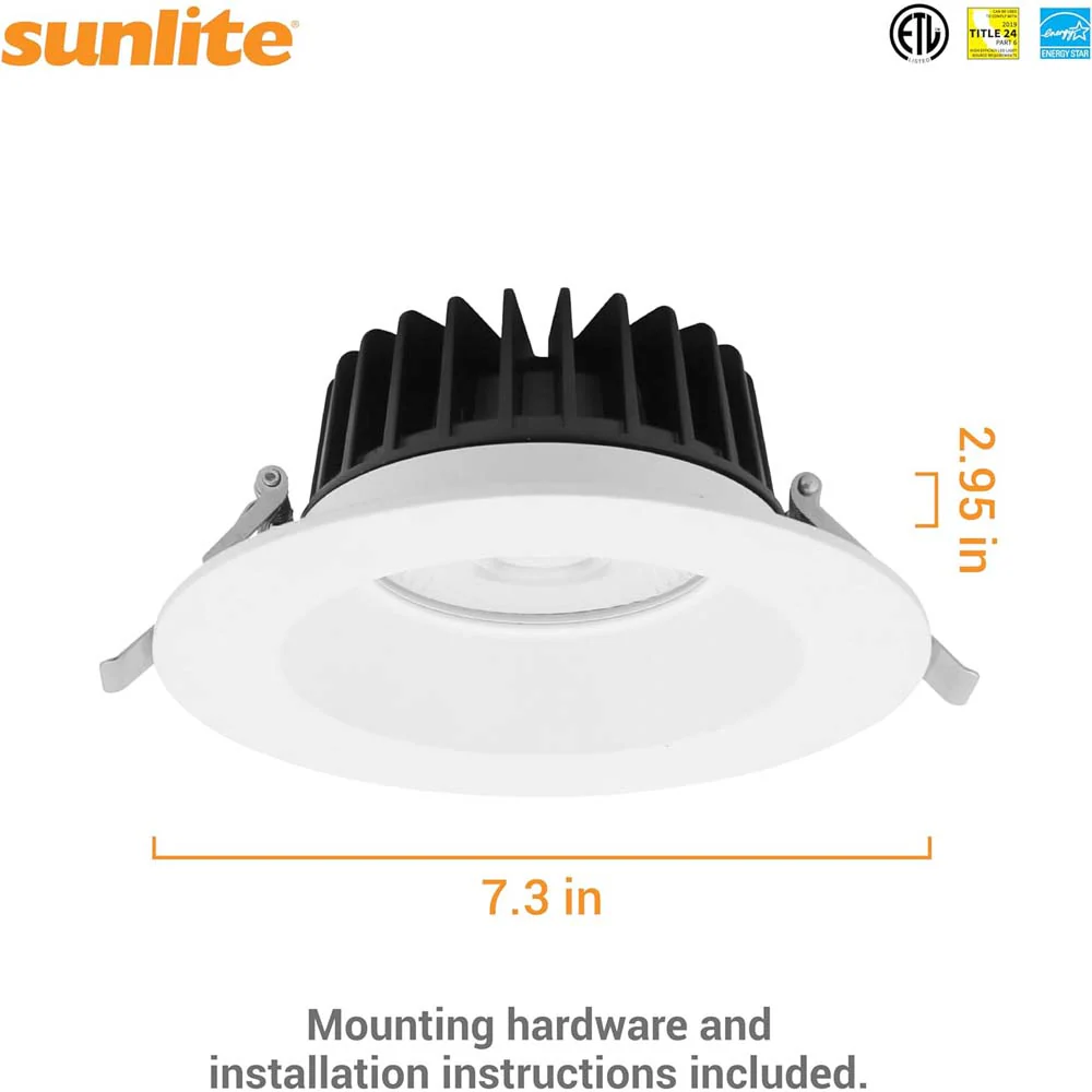 Sunlite 6-In 24w LED Round Regressed Downlight Fixture CCT Selectable Dimmable - Image 2
