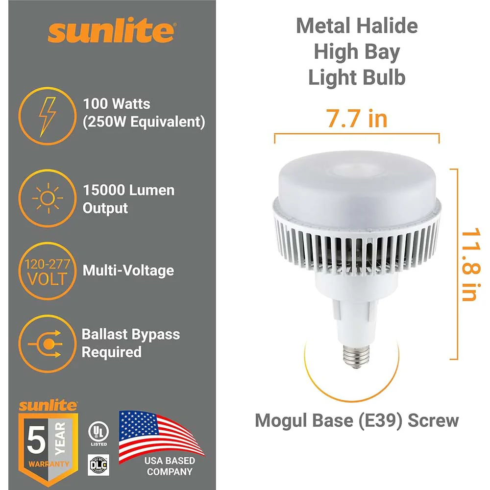 Sunlite 60w LED Metal Halide HPS HID E39 Base 5000K Bulb - 150W Equiv - Image 2