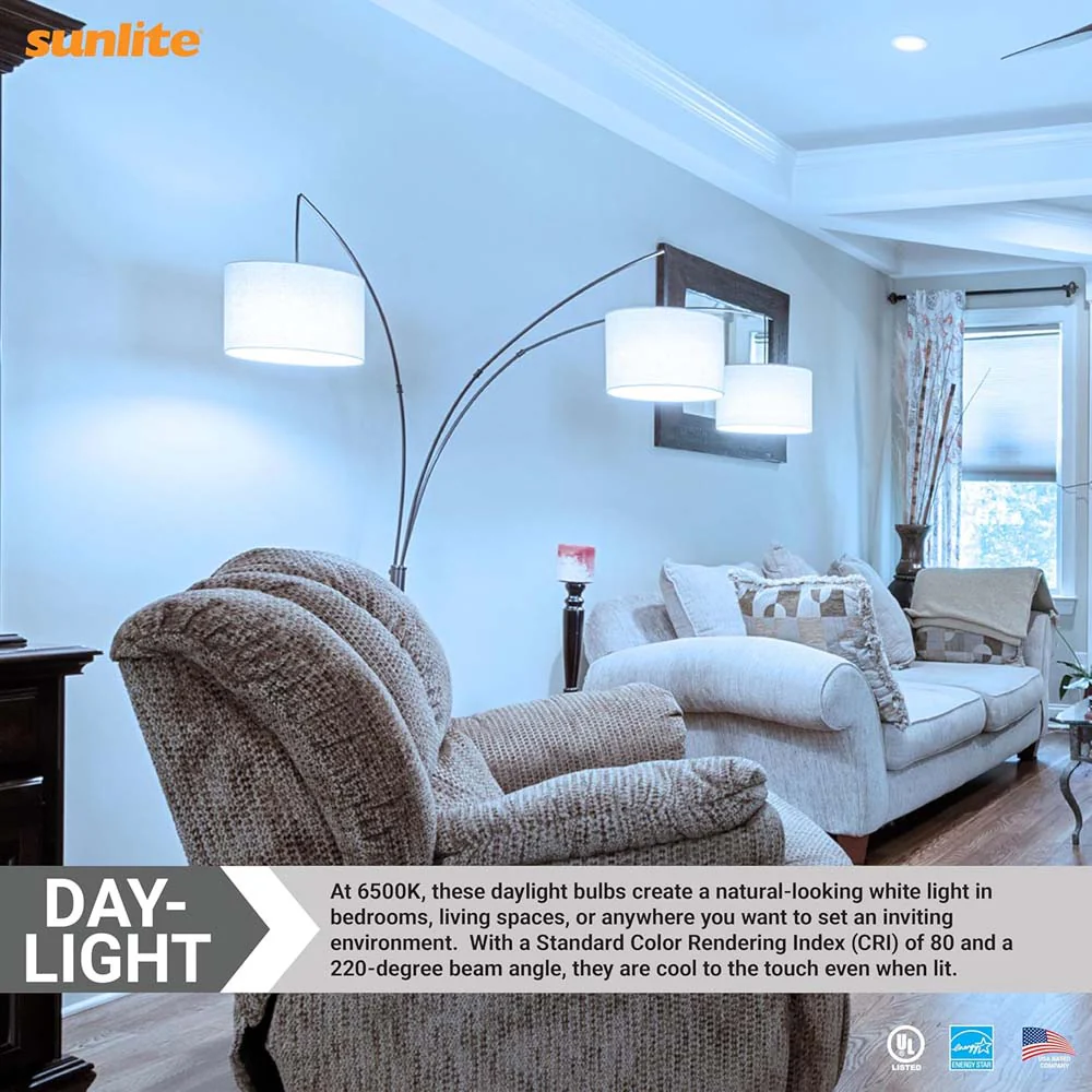 Sunlite 6w A19 LED 480Lm 120v Dimmable E26 Base 6500K Daylight Bulb - 40w equiv - Image 5
