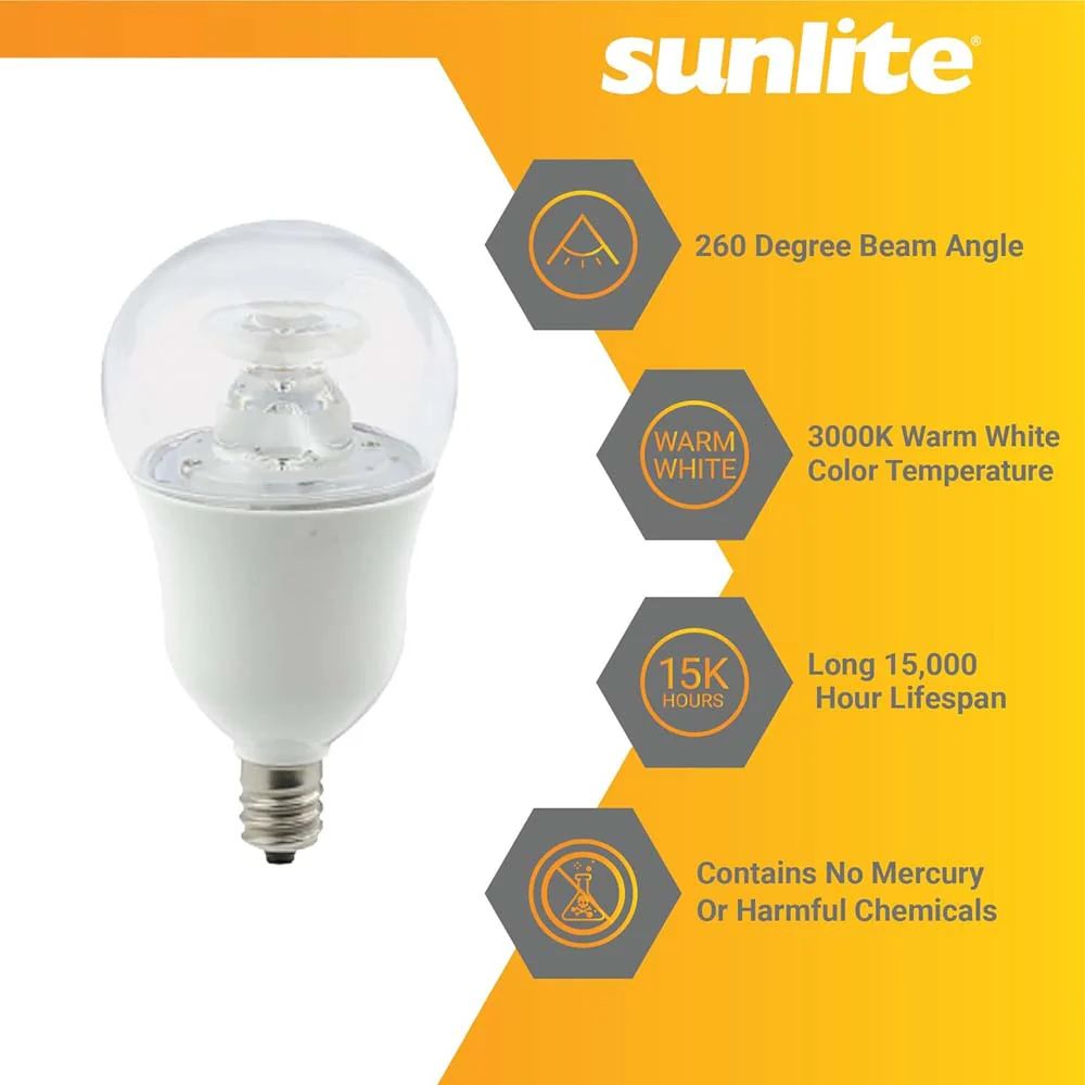 Sunlite 6w LED A15 Appliance Ceiling Fan E12 Base 3000K Bulb - 40W Equiv - Image 3