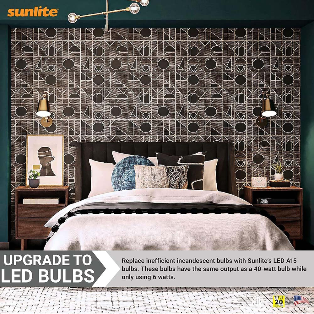 Sunlite 6w LED A15 Ceiling Fan Clear E26 Base 4000K Bulb - 40W Equiv - Image 4