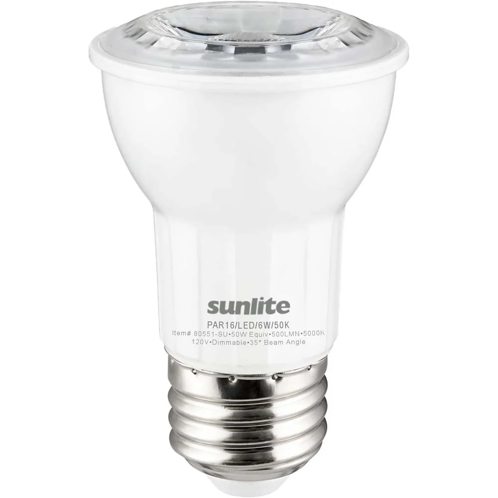 Sunlite 6w LED PAR16 Reflector E26 Base Floodlight 5000K Bulb - 50W Equiv - Image 2