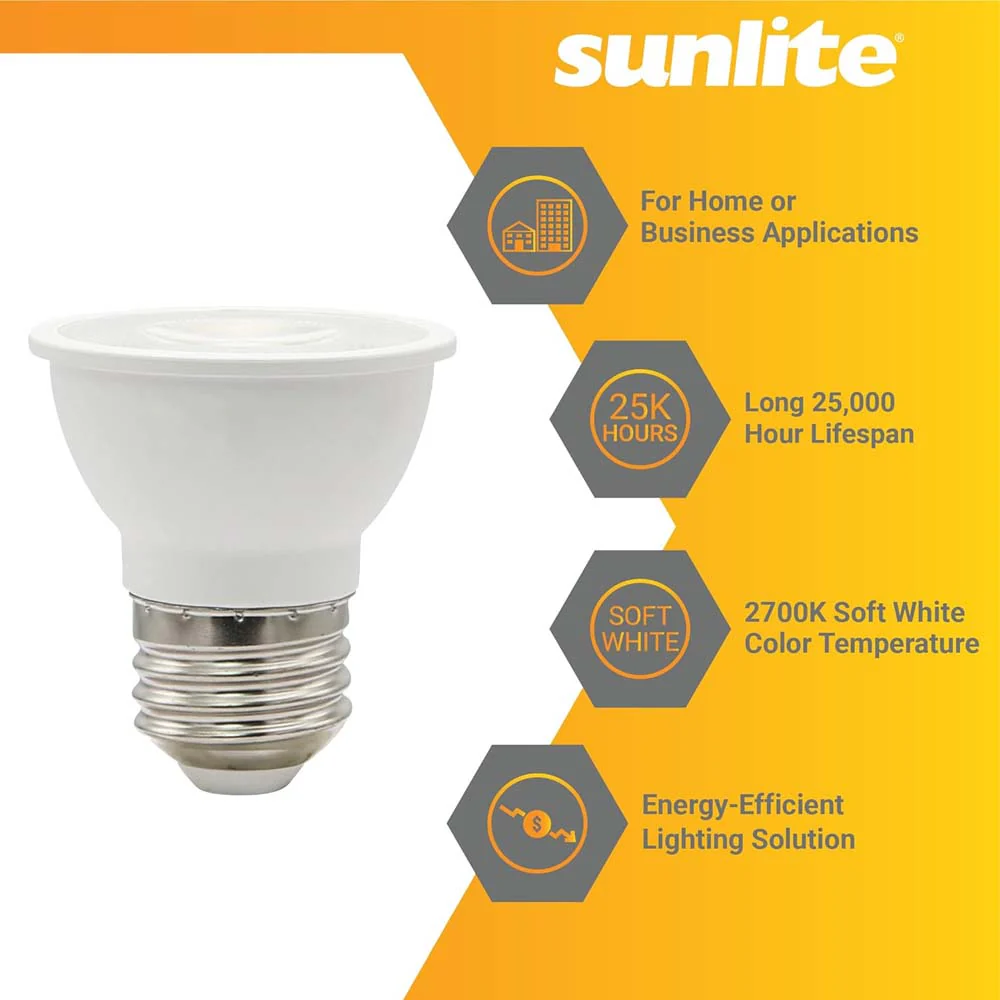 Sunlite 6w LED PAR16 Short Neck Recessed E26 2700K Flood Bulb - 50W Equiv - Image 4