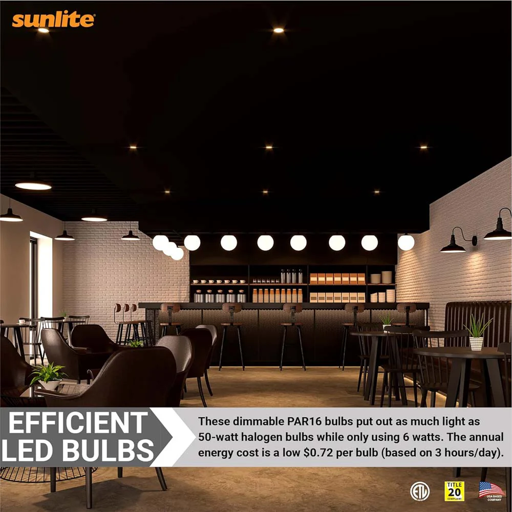 Sunlite 6w LED PAR16 Short Neck Recessed E26 2700K Flood Bulb - 50W Equiv - Image 5