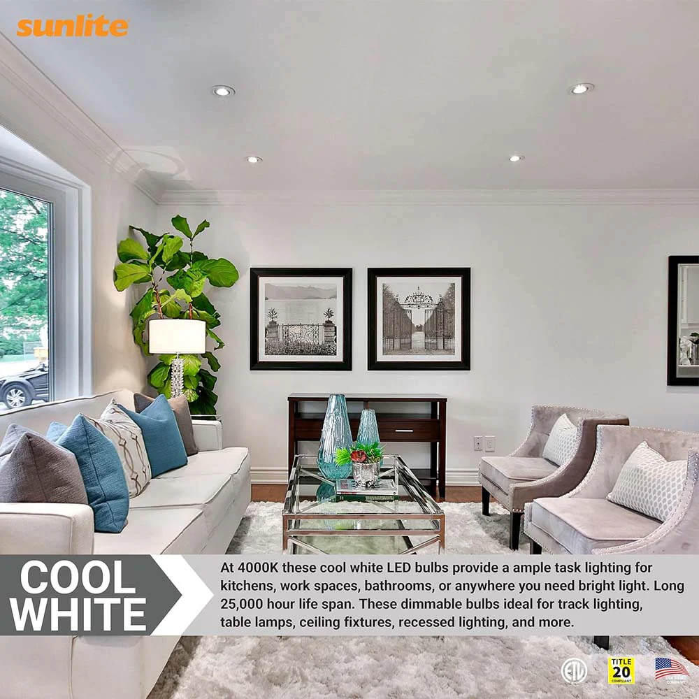 Sunlite 6w LED PAR16 Short Neck Recessed E26 4000K Flood Bulb - 50W Equiv - Image 5