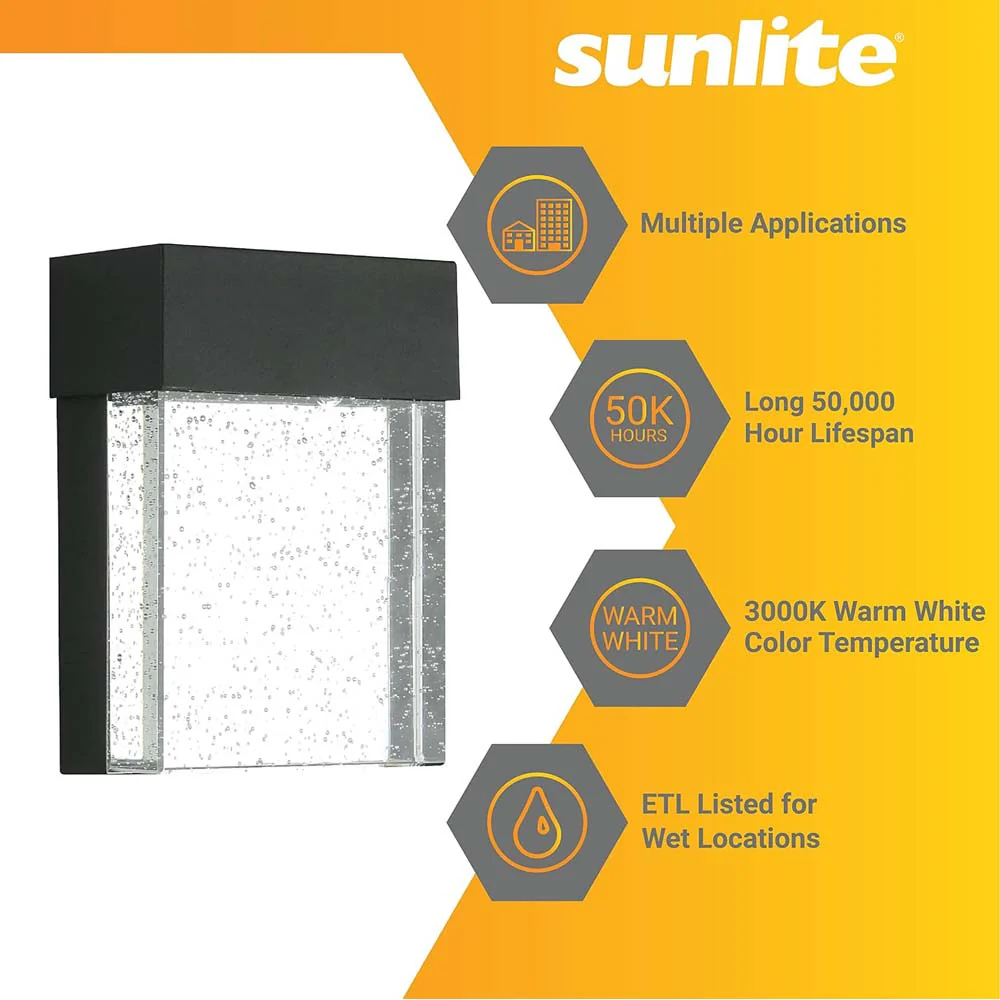 Sunlite 7-In 11w LED Clear Acrylic Panel Wall Sconce Downlight 3000K Dimmable - Image 3