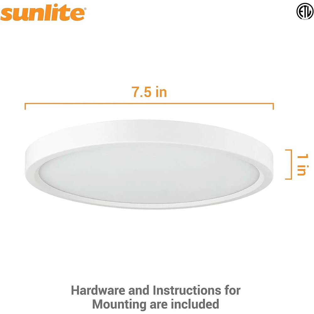 Sunlite 7-In 12w LED Round Mini Panel Fixture 3000K Dimmable 120v - 100w equiv - Image 2