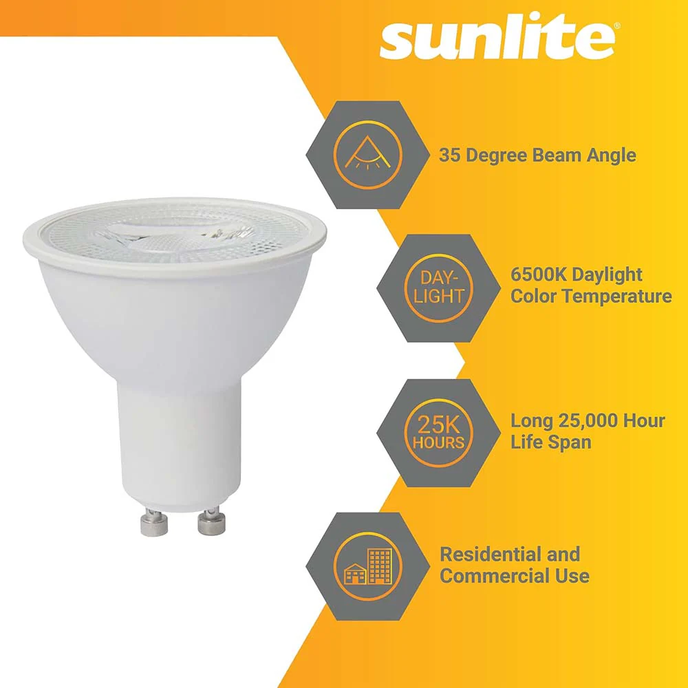 Sunlite 7w 120v LED MR16 GU10 Base 6500K Spot Bulb - 50W Equiv - Image 3