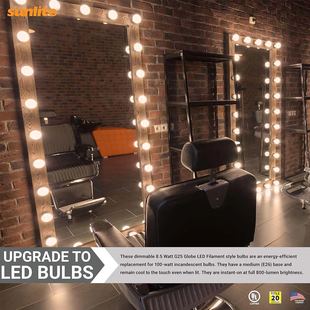 Sunlite 8.5w 120v LED G25 Globe Antique E26 Base 2700K Bulb - 100w Equiv - Image 4