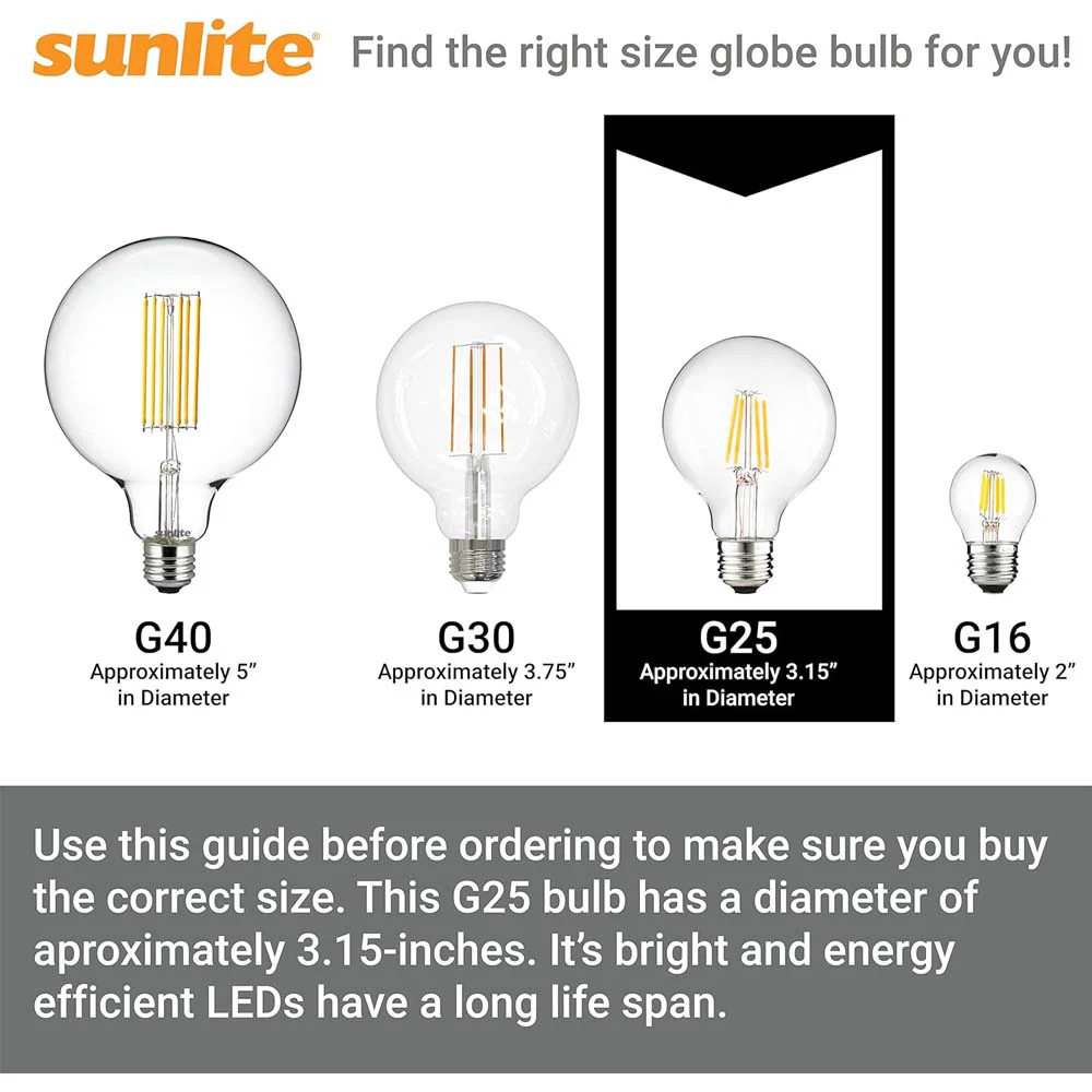 Sunlite 8.5w 120v LED G25 Globe Antique E26 Base 2700K Bulb - 100w Equiv - Image 8