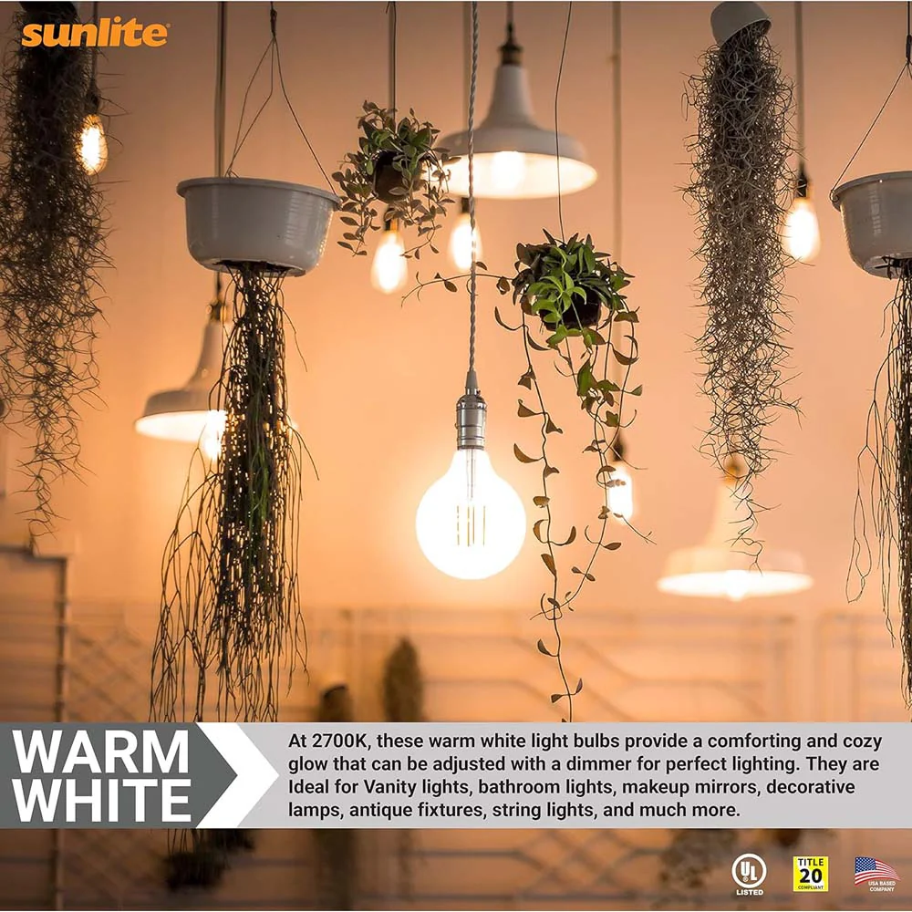 Sunlite 8.5w LED G30 Edison Globe Clear E26 Base 2700K Bulb - 100W Equiv - Image 5