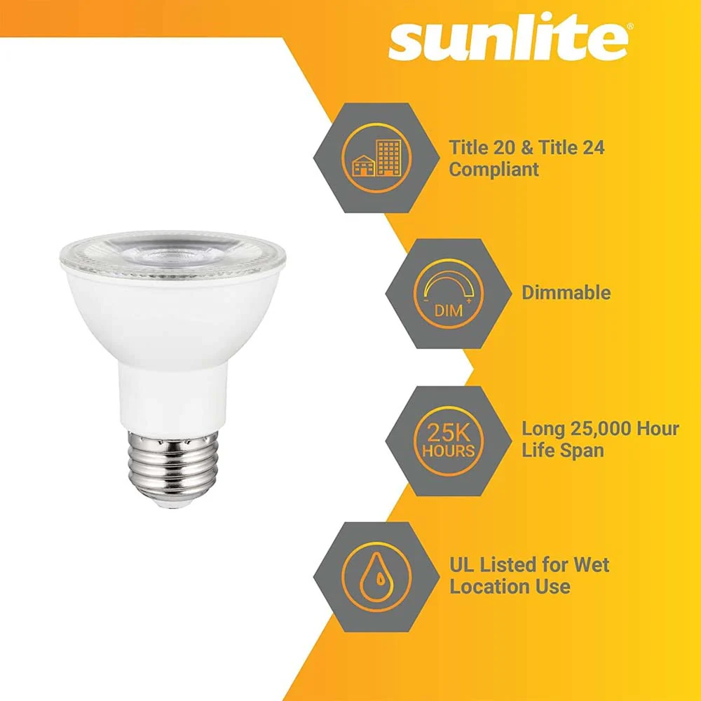 Sunlite 8w LED PAR20 E26 Base Dimmable 2700K Flood Bulb - 50W Equiv - Image 3