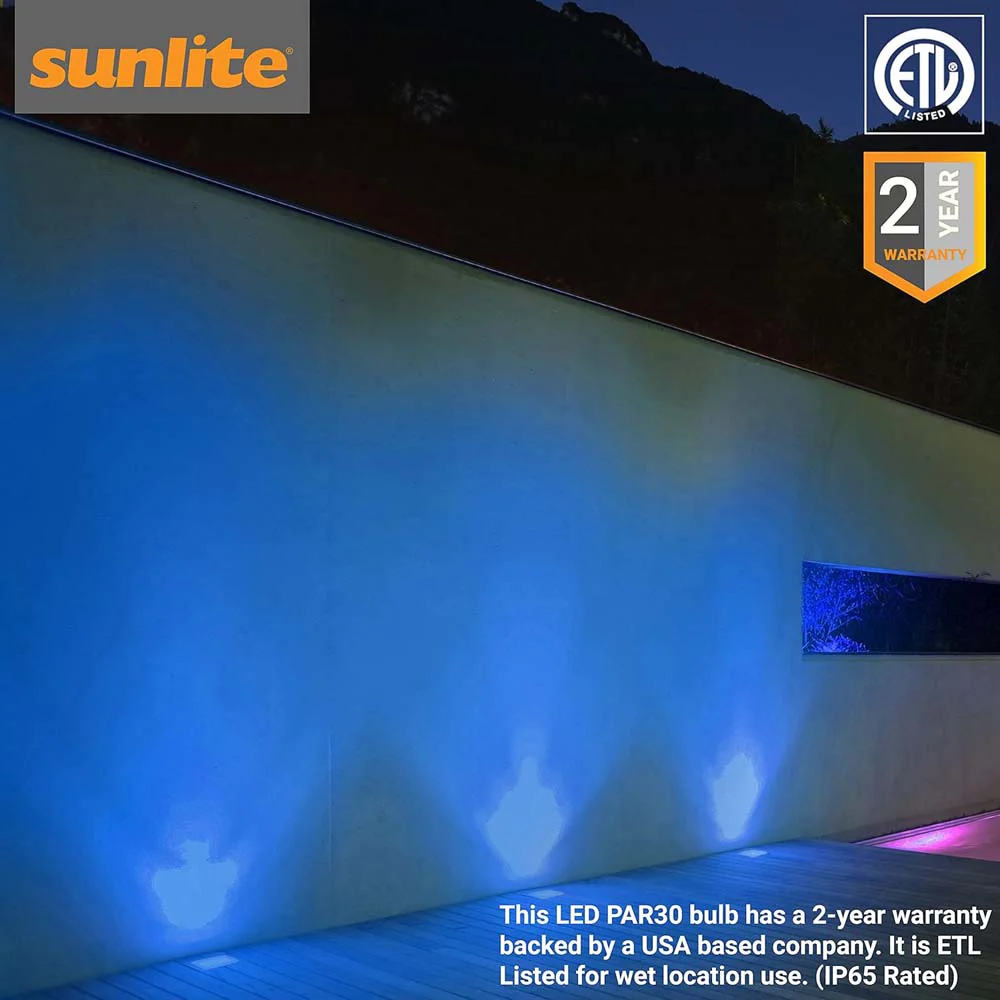 Sunlite 8w LED PAR30 Short Neck Blue Colored Floodlight Bulb - 75W Equiv - Image 4