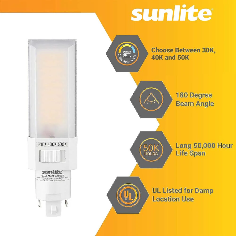 Sunlite 8w LED PLD Horizontal G24d 2 Pin CCT Tunable Ballast Bypass - Image 3