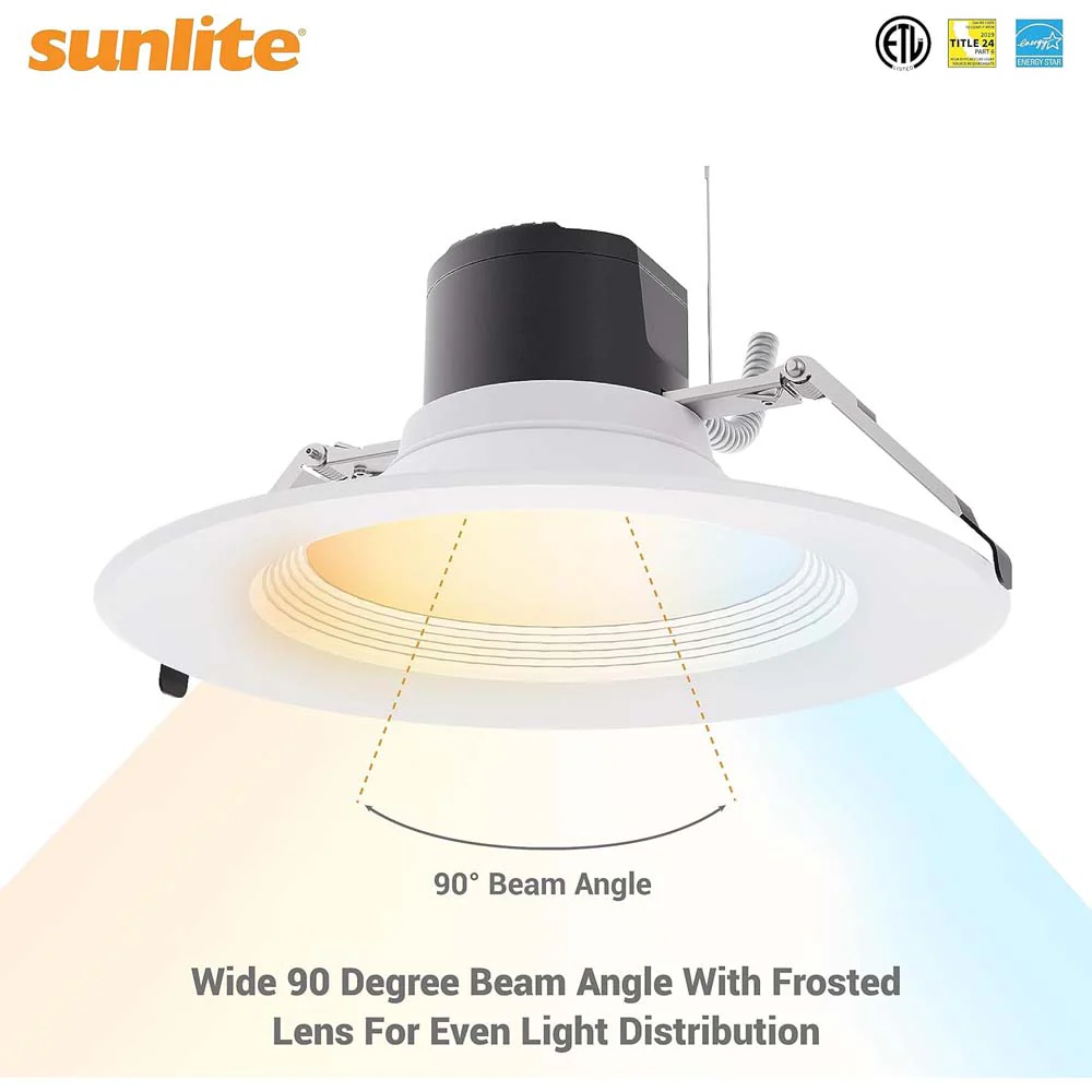 Sunlite 9.5-in LED Commercial Recessed Downlight CCT Wattage Selectable Fixture - Image 5