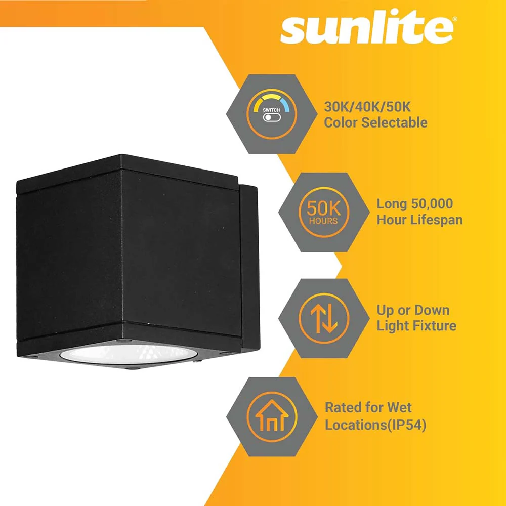 Sunlite 9w LED Cube Up Or Down Outdoor Light Fixture CCT Selectable 120v - Image 4