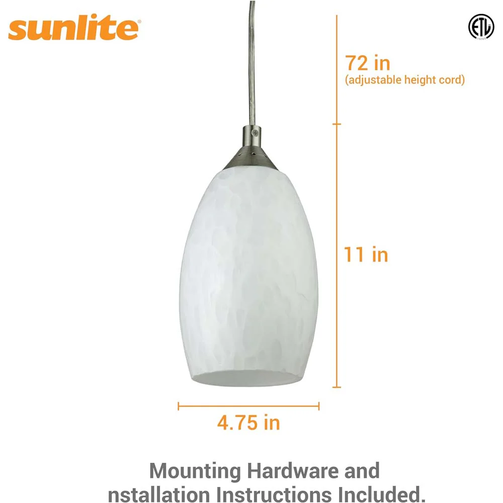 Sunlite 9w LED Juneau Pendant Fixture CCT Selectable Dimmable 120v - 60W Equiv - Image 2