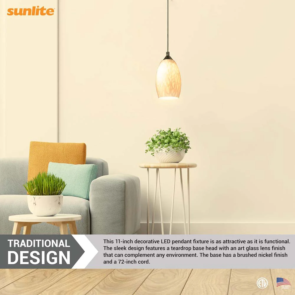 Sunlite 9w LED Juneau Pendant Fixture CCT Selectable Dimmable 120v - 60W Equiv - Image 6