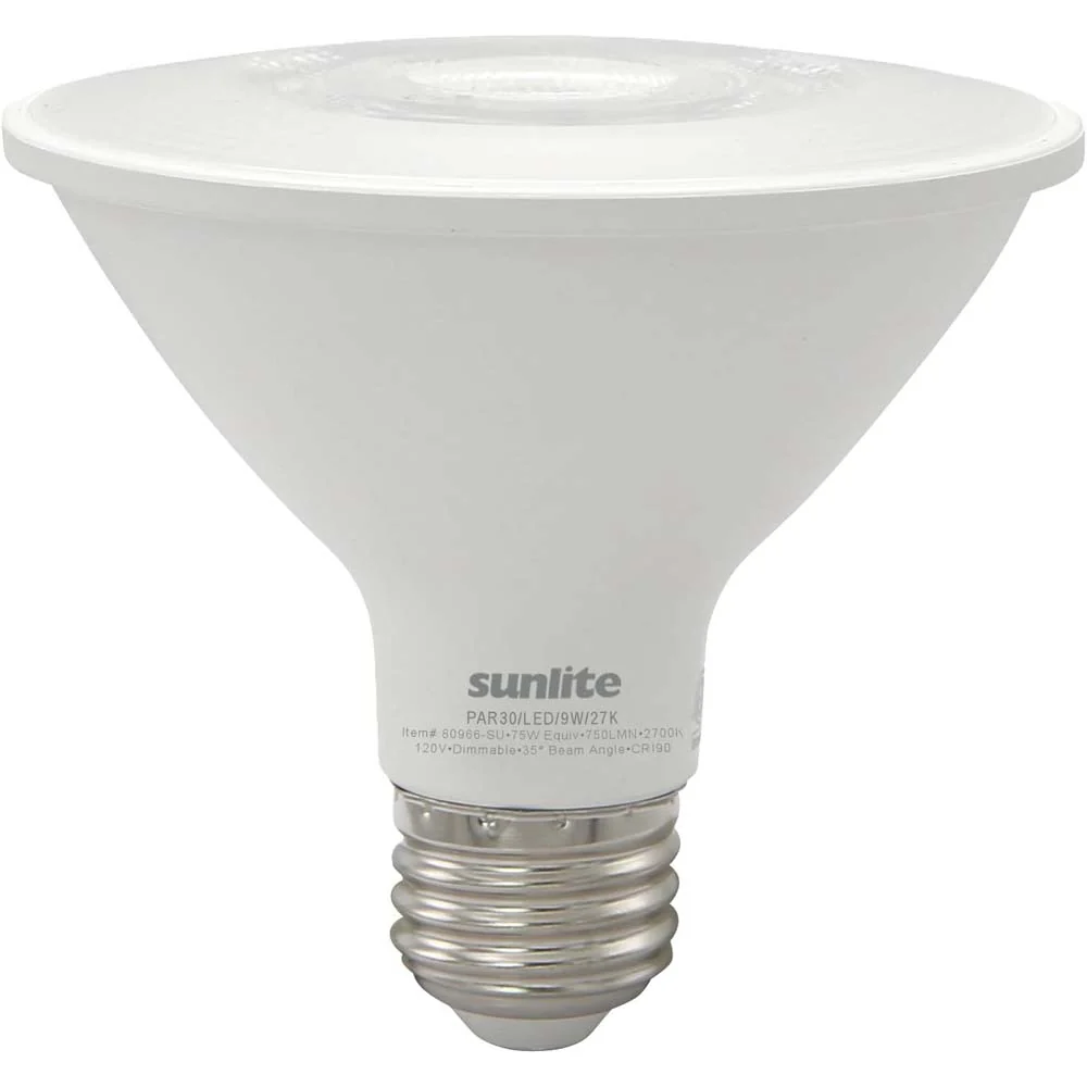 Sunlite 9w LED PAR30 750Lm E26 Base 3000K Warm White Reflector Bulb - 75w equiv