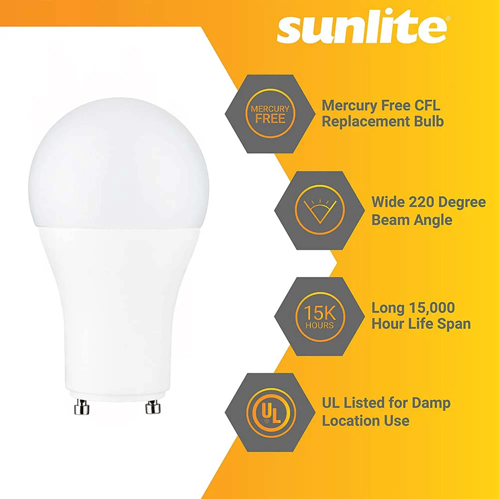 Sunlite LED A19 Light Bulb 14w GU24 Twist & Lock Base Dimmable 27K - Warm White - Image 3