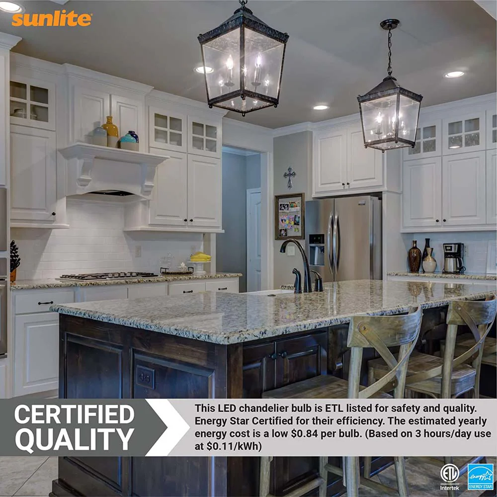 Sunlite LED B11 Clear Chandelier Light Bulb 7w 120v E12 Base 5000K - Daylight - Image 4