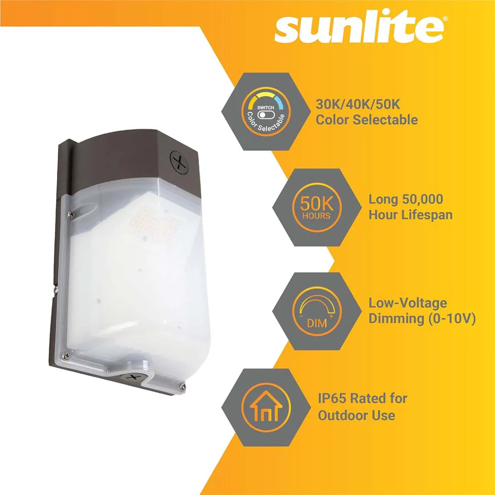 Sunlite LED Mini Wall Pack Outdoor Fixture CCT Wattage Selectable Dimmable - Image 3