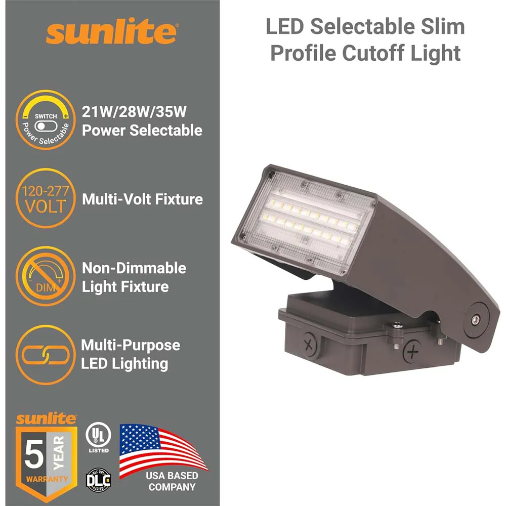 Sunlite LED Outdoor Slim Profile Cutoff Wallpack CCT Wattage Selectable Fixture - Image 3