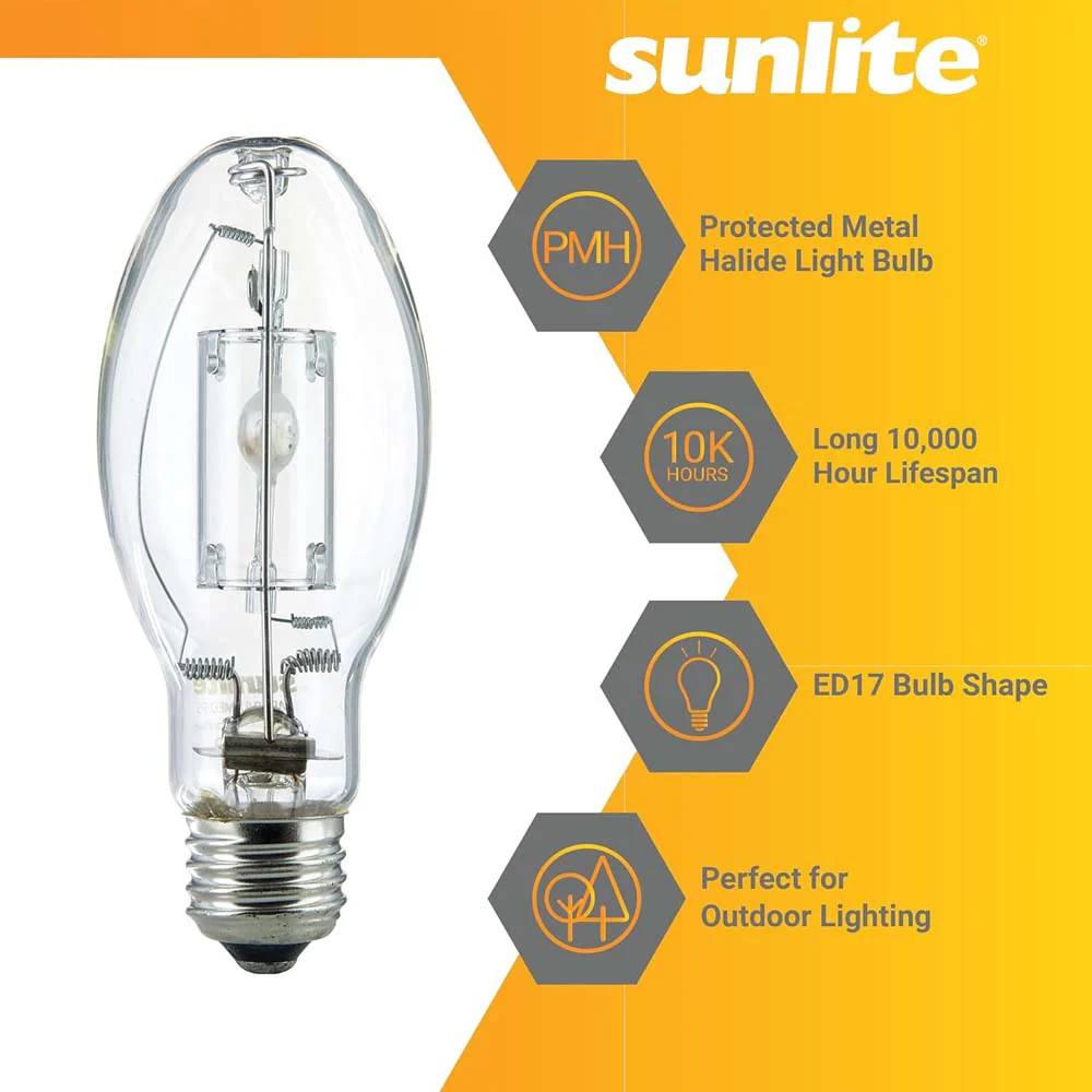 Sunlite MP50/U/MED/PS 50w Pulse Start Protected Metal Halide ED17 bulb - Image 3