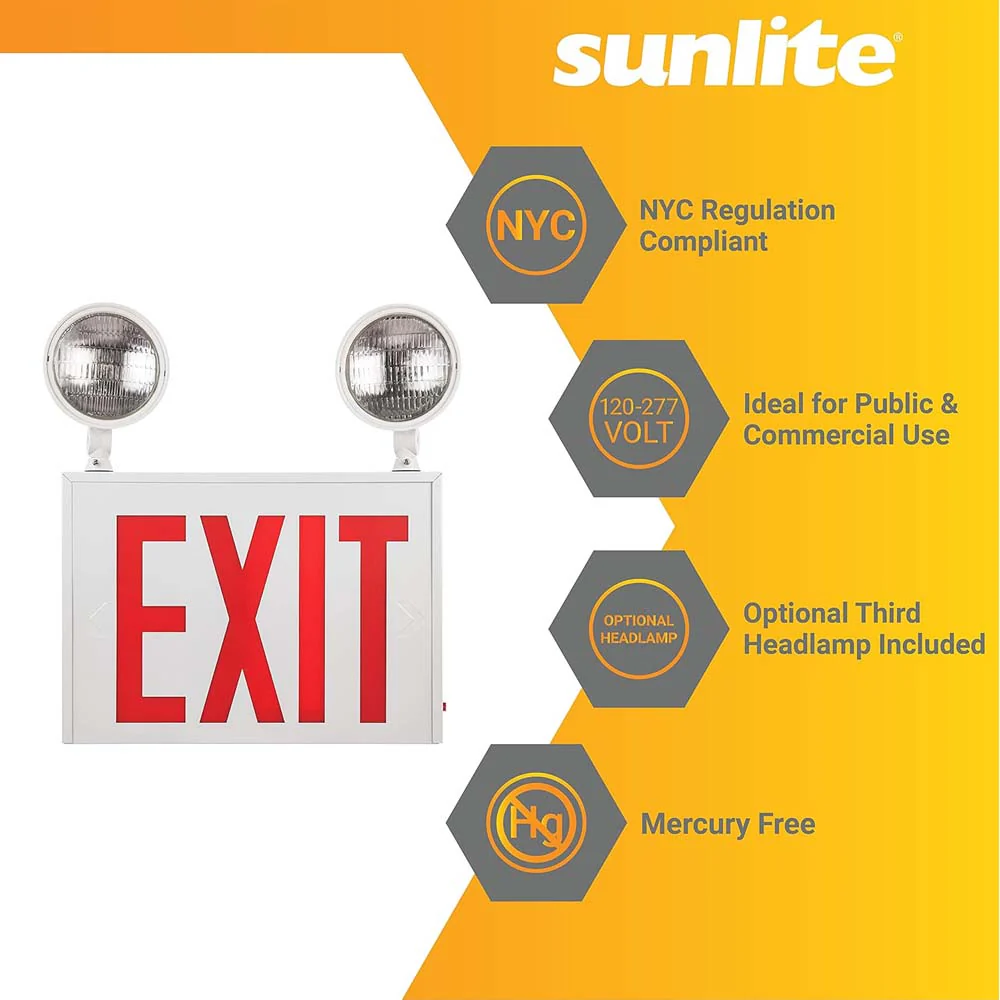 Sunlite Single Face LED Steel Exit Sign w/ Battery Power Back-Up 200Lm 120-277V - Image 3