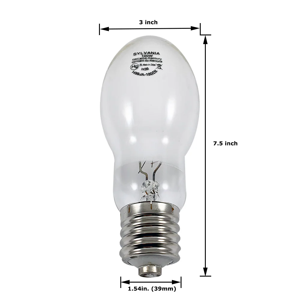 Sylvania 100w H38 ED23.5 Coated Mercury Vapor Lamp - H38JA-100/DX - Image 2