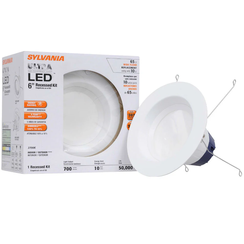 Sylvania 10w 700Lm LED Warm White Recessed 5-6 in. Downlight Kit - 65w equiv. - Image 2