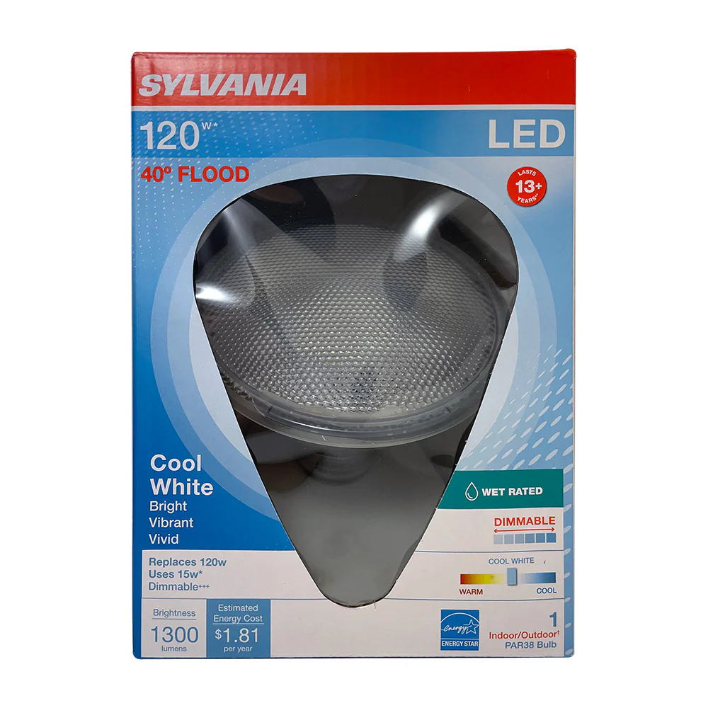 Sylvania 15W PAR38 LED Dimmable Cool White Flood 40deg 1300LM bulb - 120w Replacement - Image 2