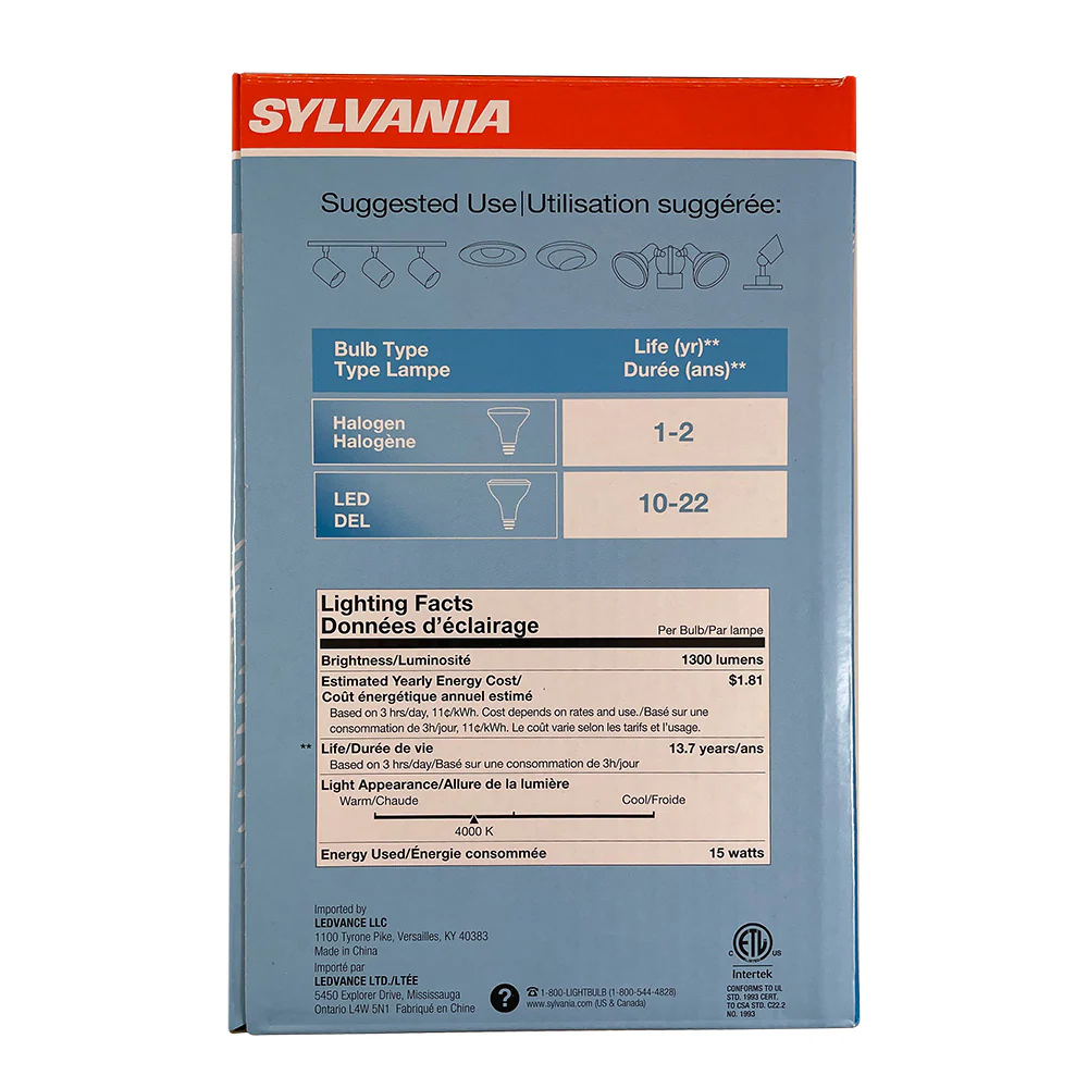 Sylvania 15W PAR38 LED Dimmable Cool White Flood 40deg 1300LM bulb - 120w Replacement - Image 3