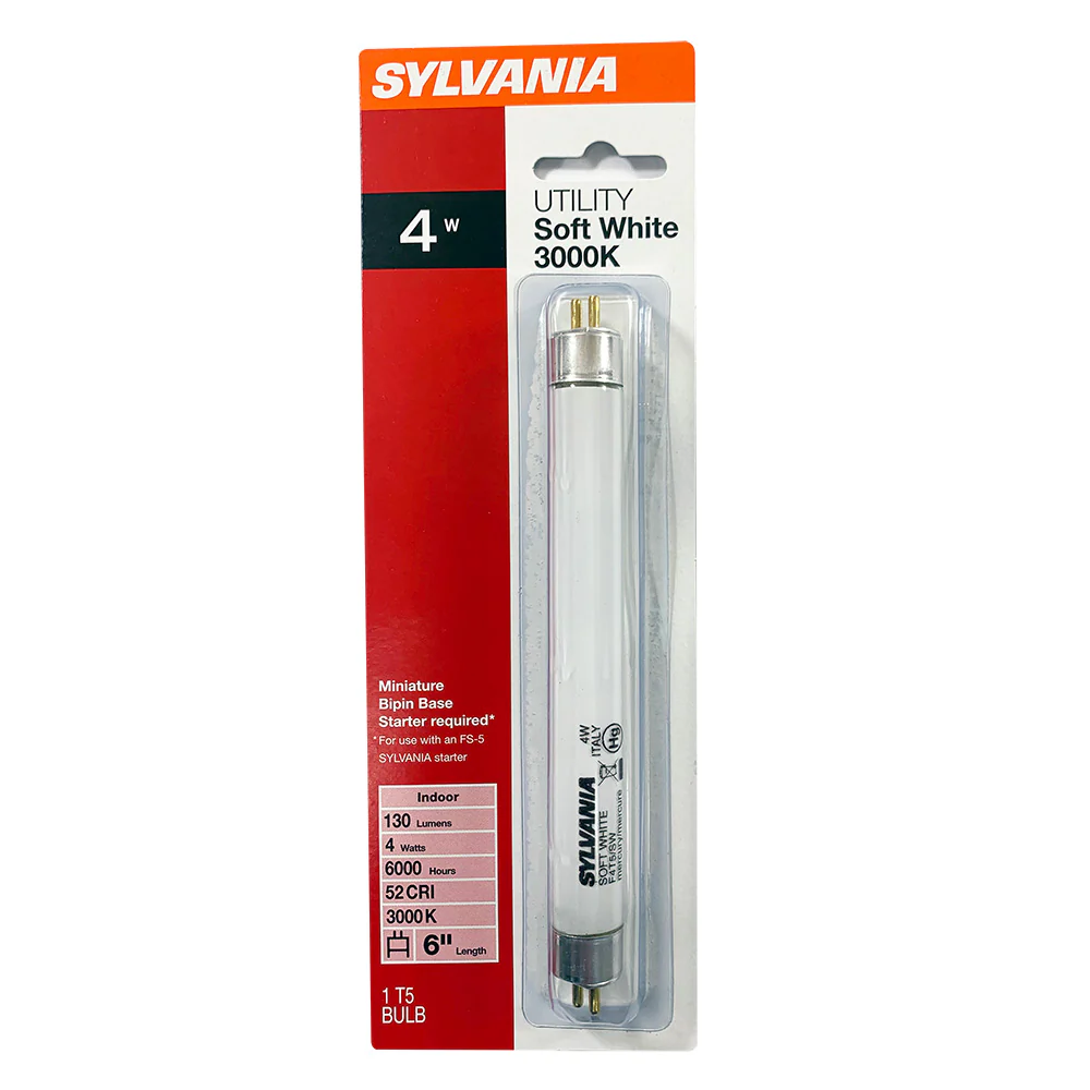 Sylvania 4w T5 F4T5/SW Soft White 3000k 6 inch Fluorescent Tube Light - Image 3